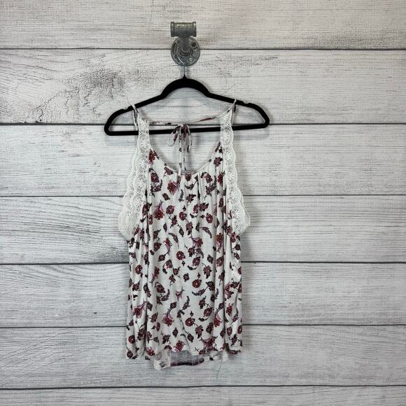 Maurices Plus Size White Floral Pink Sleeveless Lace Trim Summer Top Size 2X - Picture 7 of 7